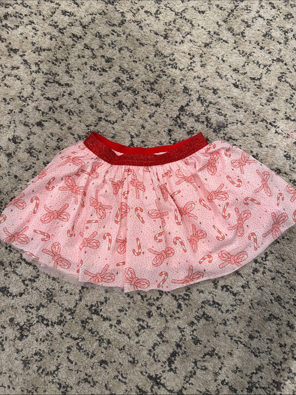 Sweet Wink Pink Holiday Tulle Skirt with Red Glitter Waistband